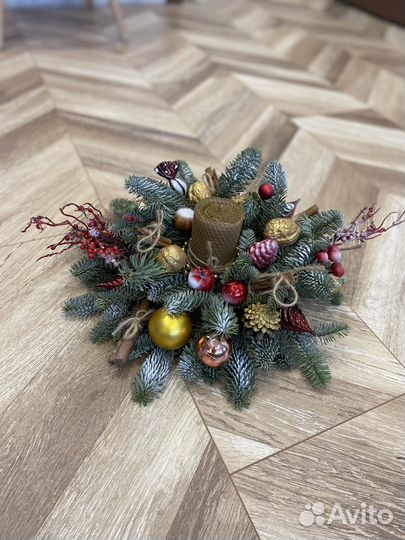 Новогодние композиции из живой ели нобилис