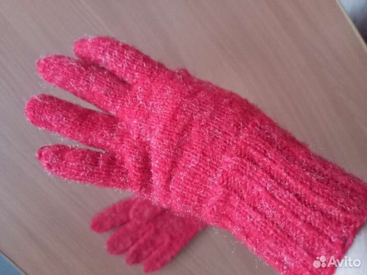 Перчатки мохер люрексовая нить ручная вязка 5-6раз