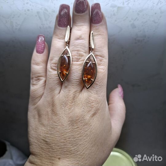 Серьги янтарь