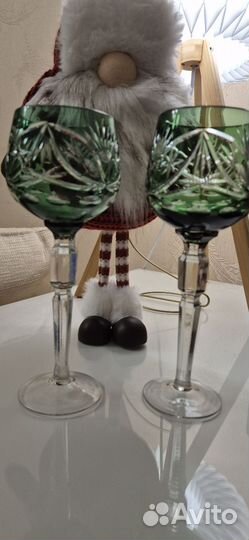 Винтажные бокалы цветной хрусталь