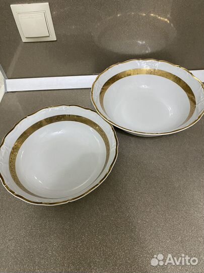 Тарелки золотая лента