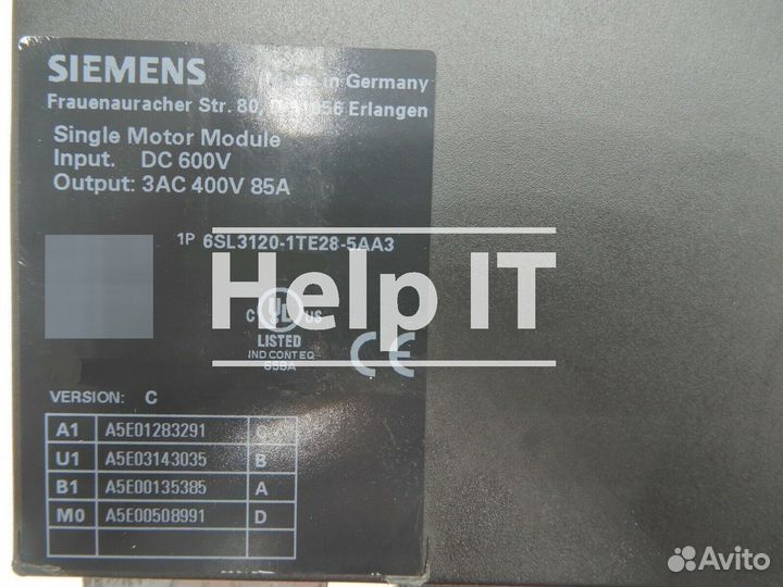 Модуль Siemens 6SL3120-1TE28-5AA3