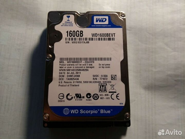 Жесткий диск WD Scorpio Blue 160 Gb