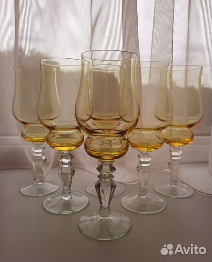 Фужеры бокалы Владимир, жёлтое стекло