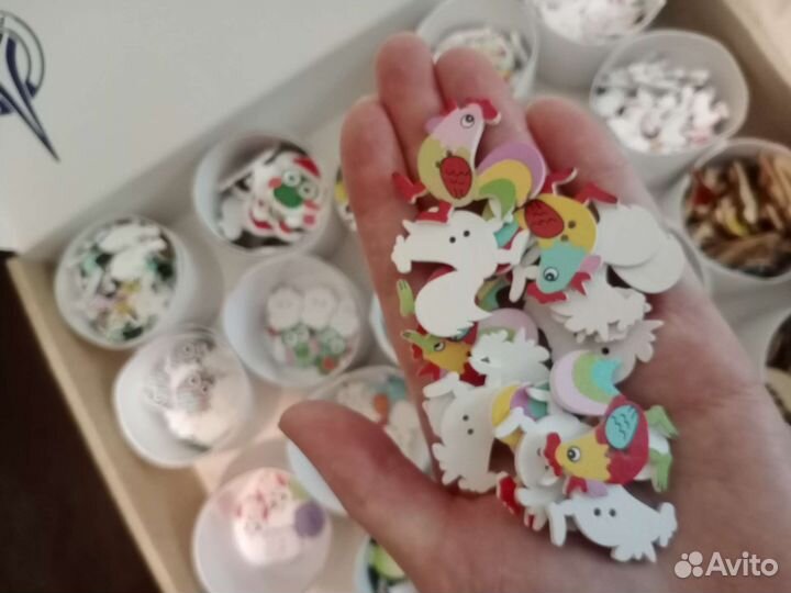 Пуговицы деревянные. Птицы, совы