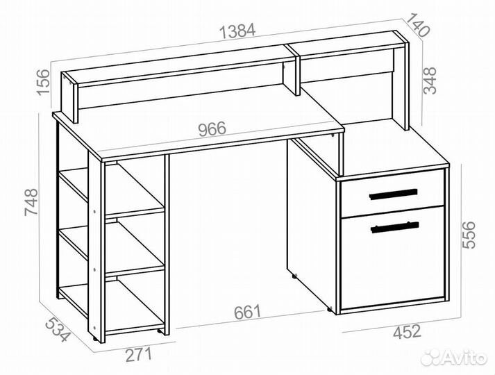 Компьютерный стол Лайф Белый Бетон 138х90х53