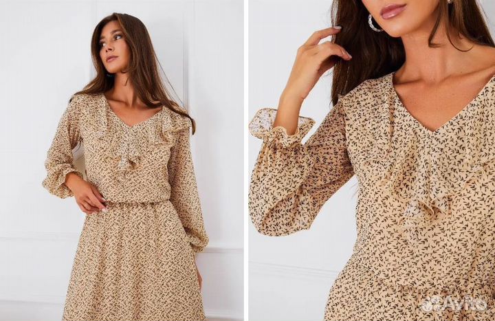 Платье летнее вечернее шифоновое с воланами 56 3XL