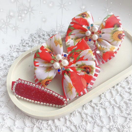 Комплект: Бантики для волос. Резиночки и заколки