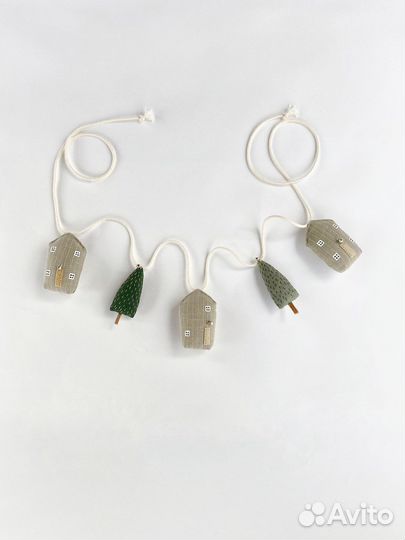 Гирлянда домики в детскую, новая, нат.лён