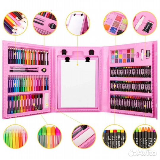 Набор для рисования (розовый, 208 элементов)