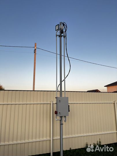 Монтаж трубостойки, щит учёта