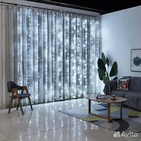 Гирлянда штора 3х3м новая