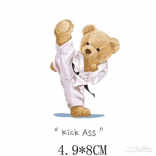 Термонаклейка на одежду мишка каратист 2 шт
