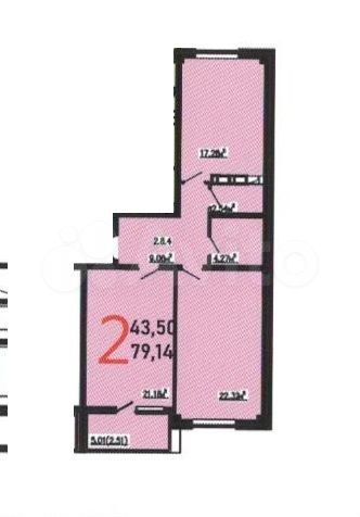 2-к. квартира, 79,1 м², 10/12 эт.