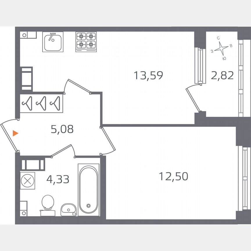 1-к. квартира, 36,9 м², 4/16 эт.