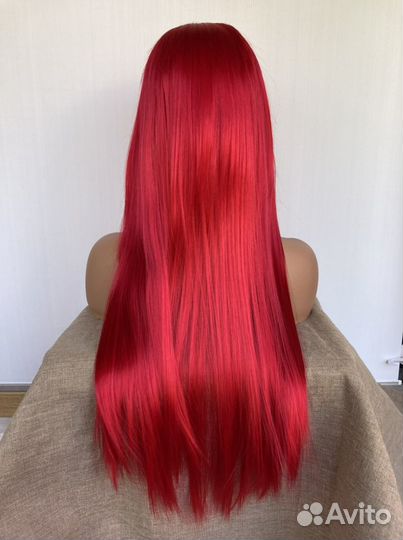 Парик длинный готический малиновый красный