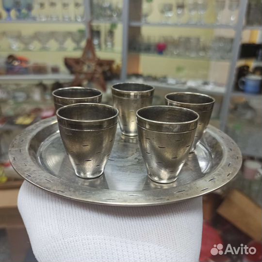 Советский Поднос Стопки Рюмки Мельхиор СССР