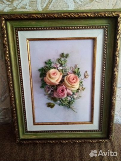 Картина, вышивка шелковыми лентами