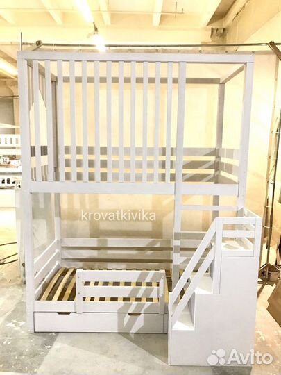 Двухъярусная Эко кровать домик