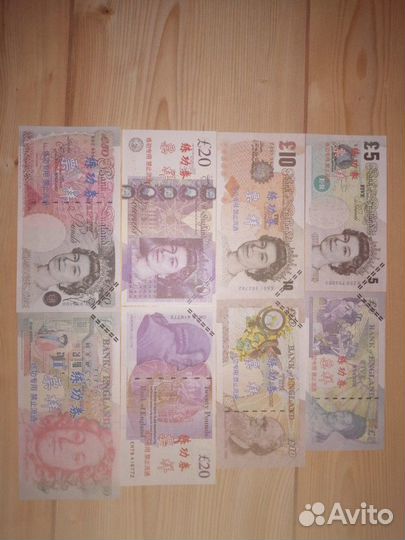 Банкноты Японии, Китая, Гонконга, Англии