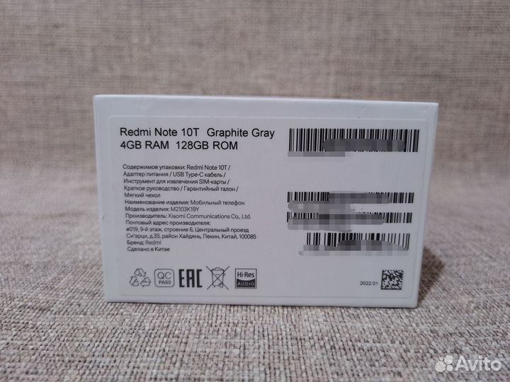 Xiaomi Redmi Note 10T 4/128GB Graphite Gray