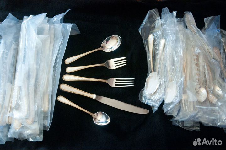 Столовый набор серебра 925 12 персон с золочением