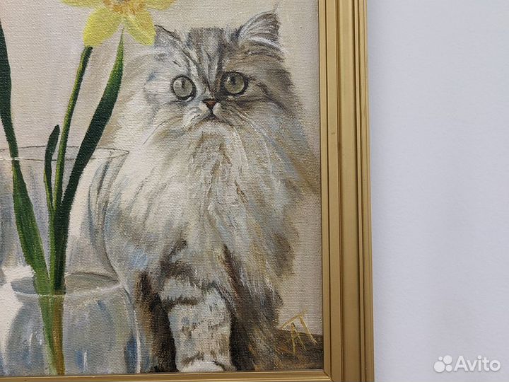 Картина маслом на холсте Попеляева А.П. кот