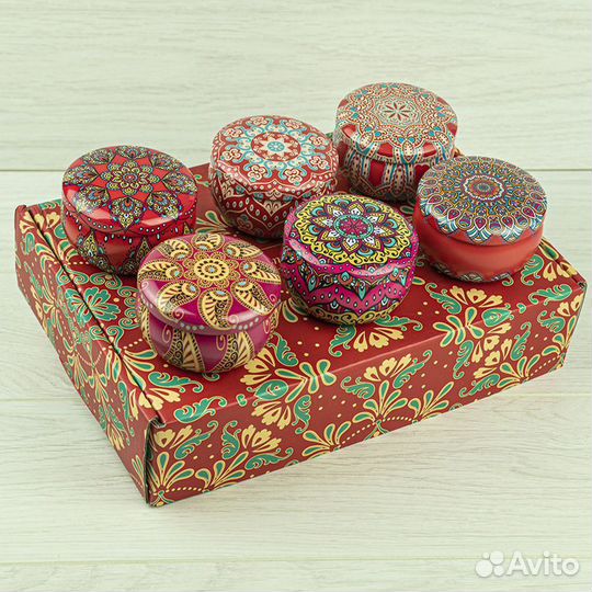 Набор 6 шт сувенирных баночек Этно 65 мл №32