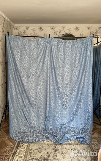 Шторы ткань синяя