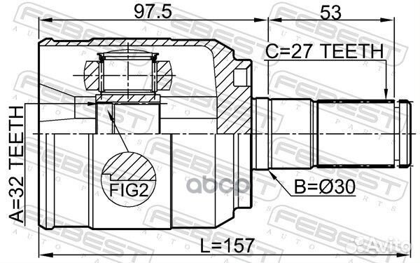 ШРУС внутренний 32X30X27 hyundai tucson 18