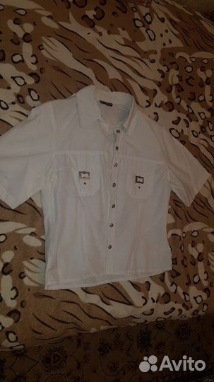 Рубашка блузка с коротким рукавом белая 42 размер