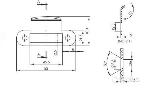 Ответная часть для замка стеклянной двери