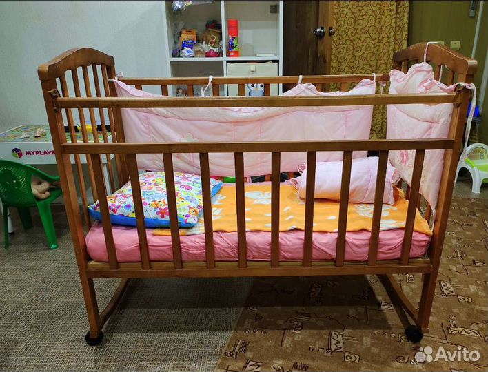 Кроватка детская манежка с матрасом и бортиками