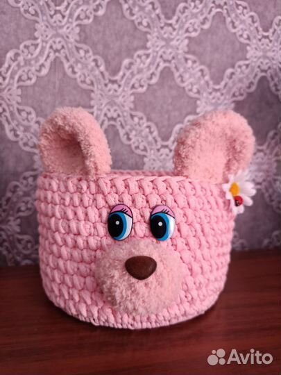 Корзинка розовый Мишка