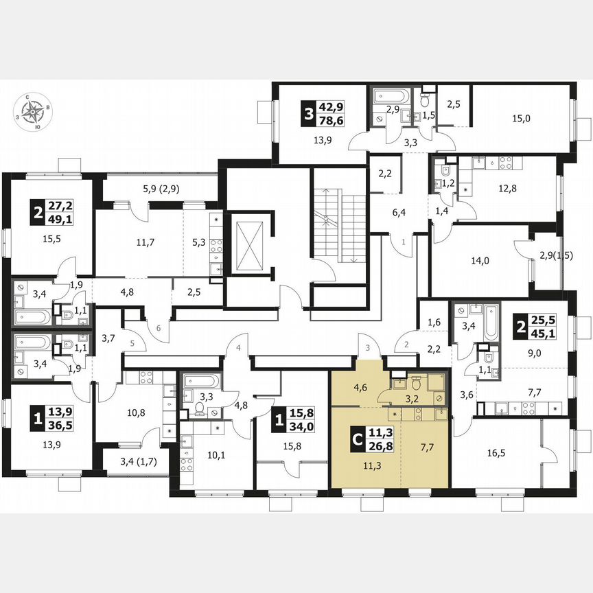 Квартира-студия, 26,8 м², 7/8 эт.