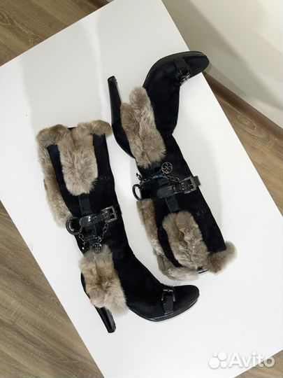 Винтажные зимние сапоги с мехом. Италия