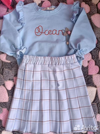 Костюм с юбкой для девочки 98-104