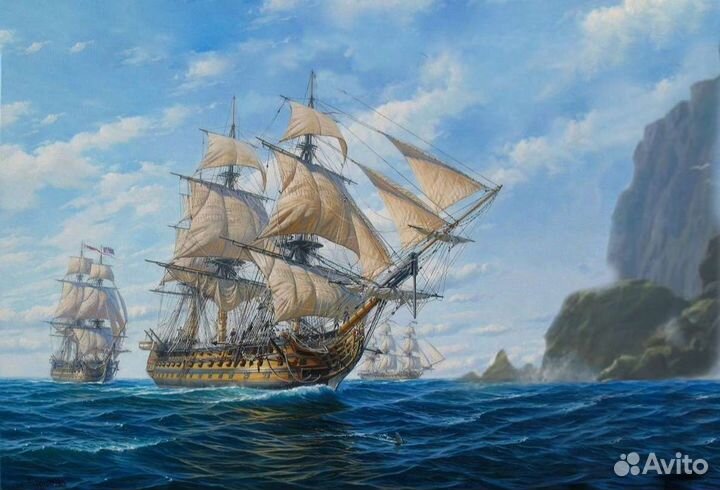 Картины маслом на холсте море Парусники