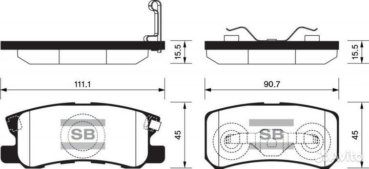 Sangsin brake SP2076 SP2076SNS колодки дисковые з.\ Mitsubishi Outlander/Lancer 2.4/3.5i/2.4D 4WD 06