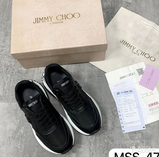 Кроссовки jimmy choo кожаные черные