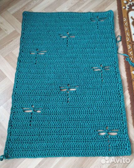 Ковер со стрекозами ручная работа полиэфирный шнур