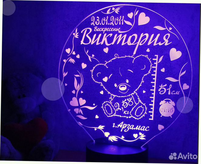 Детский настольный 3D ночник на подарок