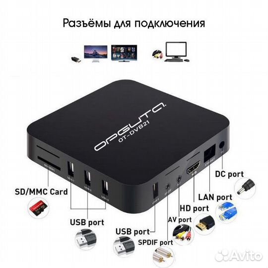 Медиа плеер (Cortex A7, Android10.1, 1Гб, Flash 8Г