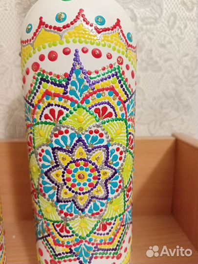 Сувенир. Бутылка в точечной росписи