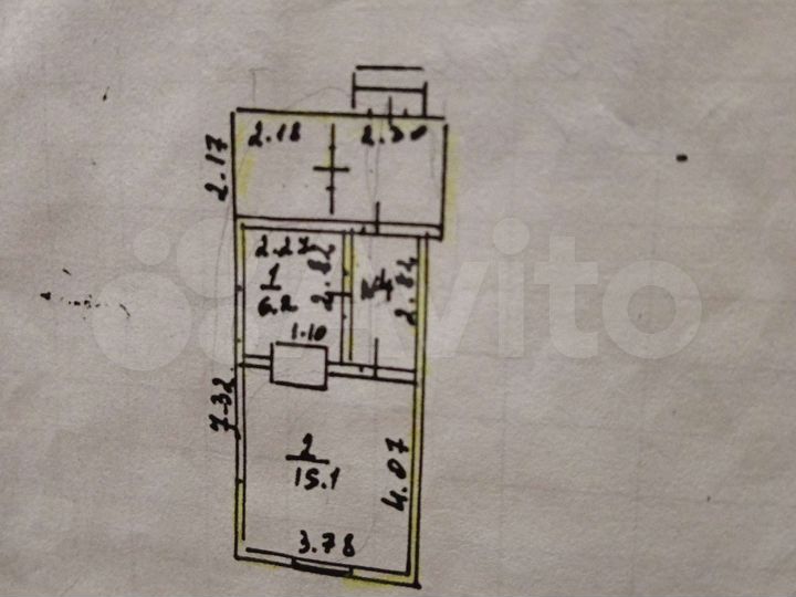 1-к. квартира, 21,3 м², 1/1 эт.