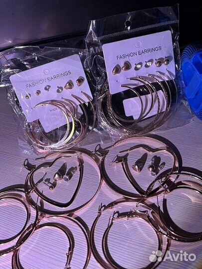 Серёжки кольца набор