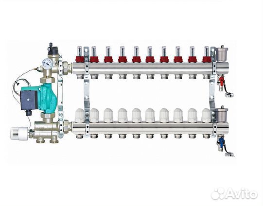 Коллекторный узел теплого пола в сборе с насосом