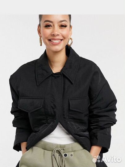 Женская куртка рубашка ASOS стёганая черная M