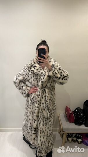 Искусственная шуба белый леопард