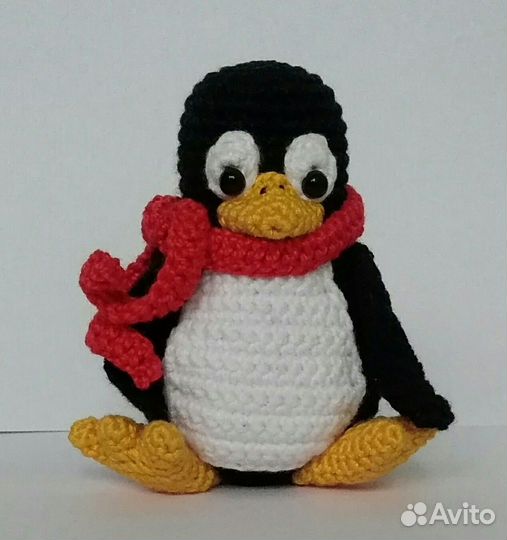 Вязаный пингвин Tux Linux, игрушка-амигуруми